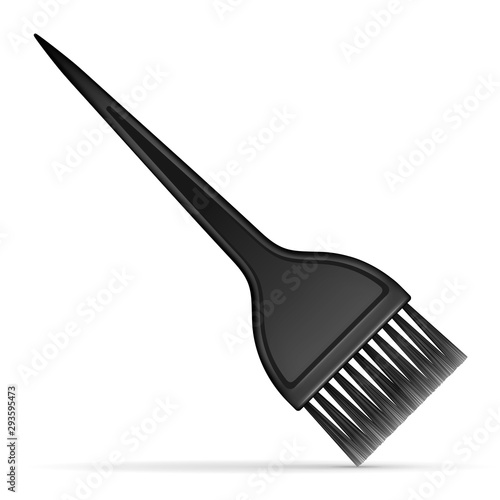 Professionals color brush. Color mixing plastic hairdresser brush. Hairdresser tool for hair bleaching and coloring. 3d vector illustration isolated on white background