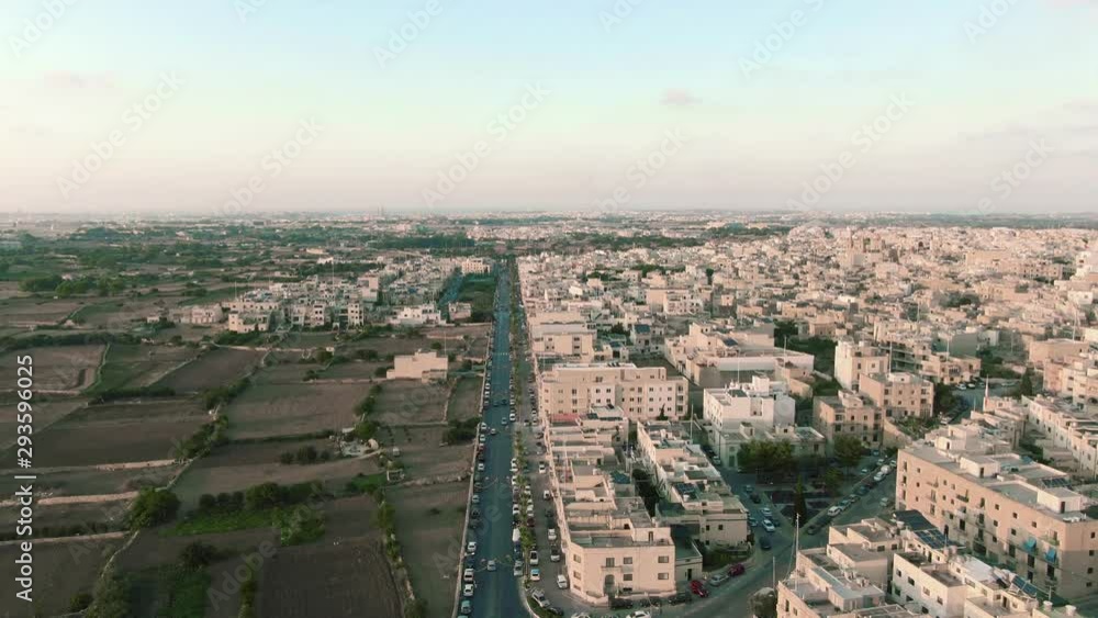 aerial view of the Zurrieq Village, Malta aerial drone tilt down flyover shot aerial view of the Zurrieq Village, Malta aerial drone tilt down flyover shot