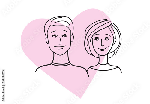 Couple in love. Saint Valentine's day card. Planning pregnancy, ovulation period. Vector illustration om white background.