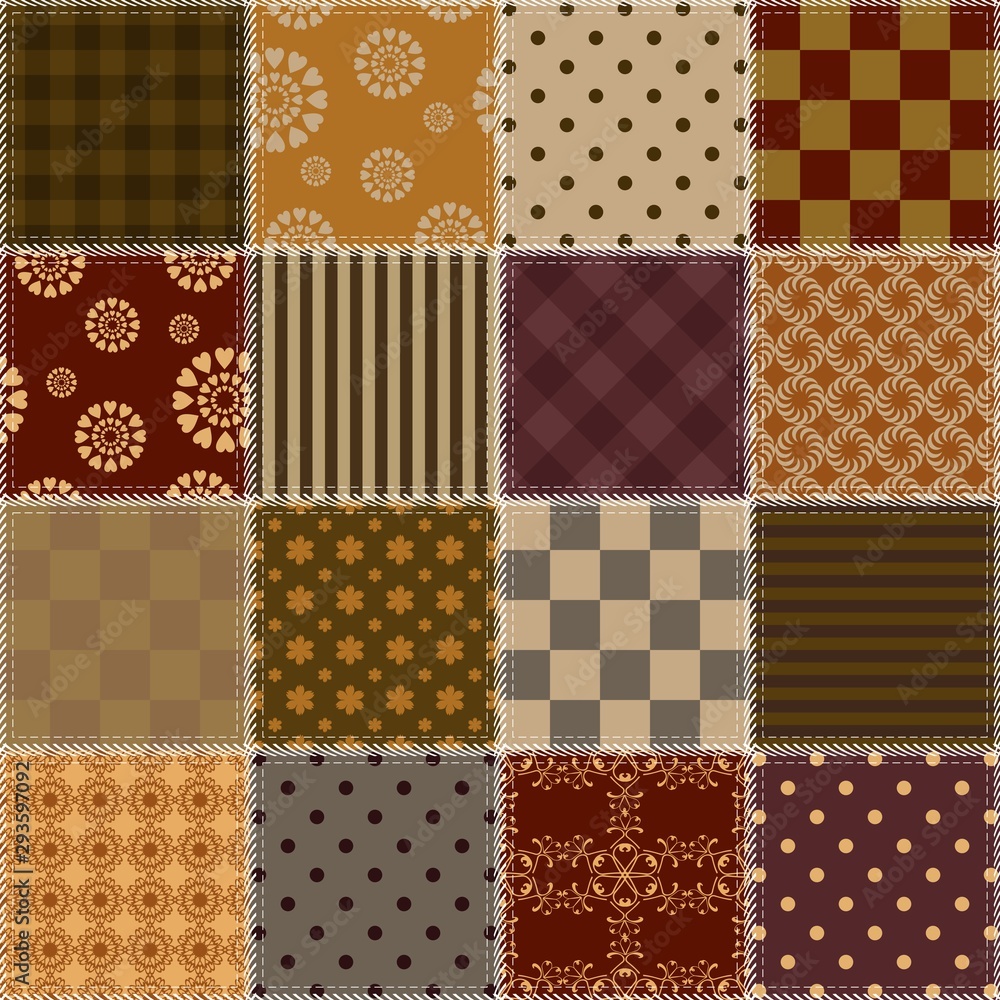 patchwork background with different patterns - obrazy, fototapety, plakaty 