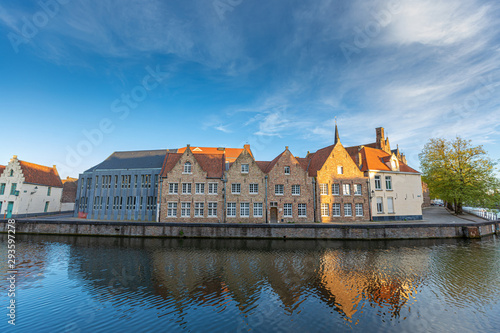 Romantic houses along the river canal in the old city of Europe