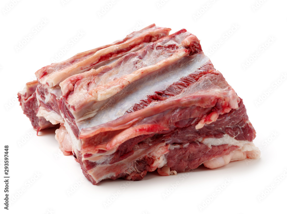 raw beef on white background