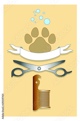 toelettatura di animali domestici con banner per testo
