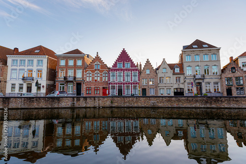 Romantic houses along the river canal in the old city of Europe