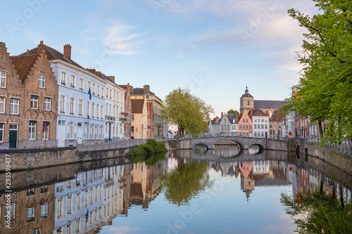 Romantic houses along the river canal in the old city of Europe