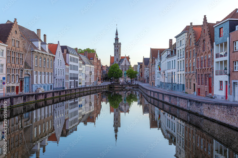Romantic houses along the river canal in the old city of Europe