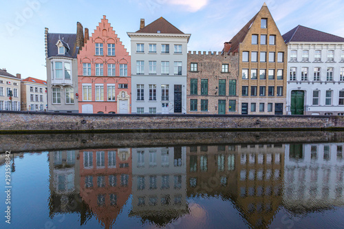 Romantic houses along the river canal in the old city of Europe