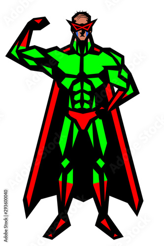 ハゲヒーロー,筋肉,マスク,仮面,マッチョ,ポーズ,全身,マント,白背景,喜怒哀楽,