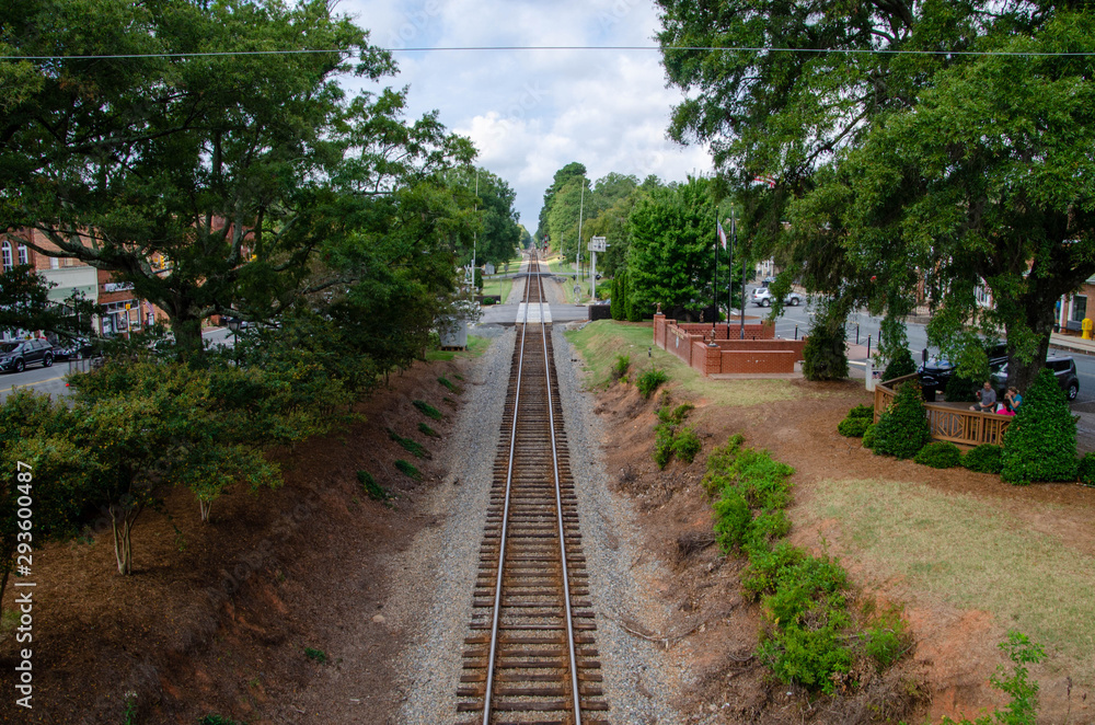 View down railroad tracks in Waxhaw NC
