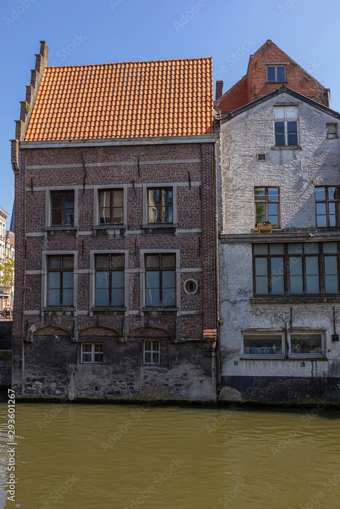 Romantic houses along the river canal in the old city of Europe