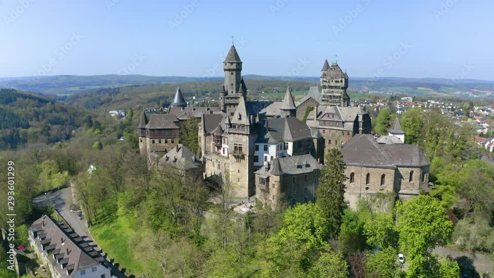 Flight at Braunfels Castle, with Hubertus Tower, New Keep, Georgen Tower and Alter Stock, Braunfels, Hesse, Germany, Flight at Braunfels Castle, with Hubertus Tower, New Keep, Georgen Tower and Alter Stock, Braunfels, Hesse, Germany,