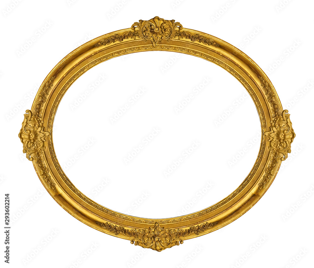 Golden frame for paintings, mirrors or photo isolated on white background Golden frame for paintings, mirrors or photo isolated on white background