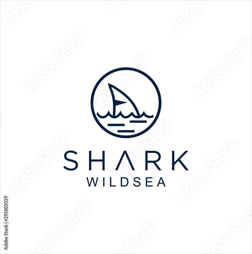 Shark fin logo Design wild ocean sea animal abstract vector Illustration