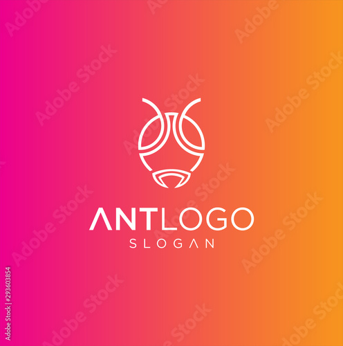 Ant Tech Logo Line . Ant Head Logo Line Icon Stock Vector
