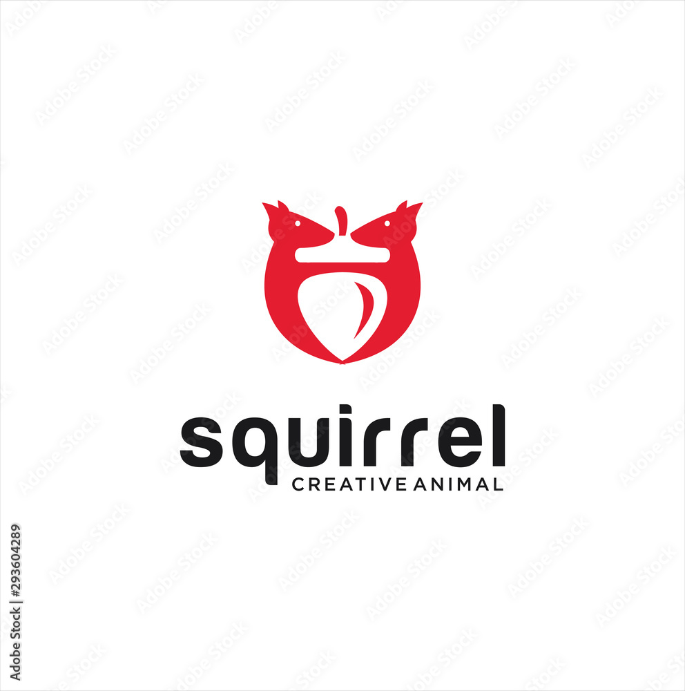 Squirrels Chipmunk Logo with hazelnut Design Squirrels Chipmunk Logo with hazelnut Design