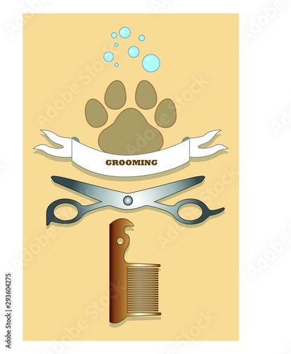 toelettatura per animali domestici con testo nel banner