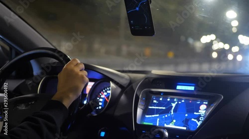 Car city night traffic navigator driver