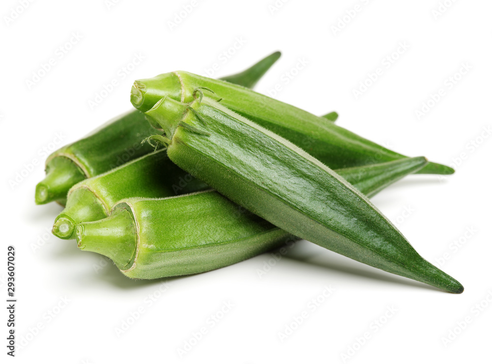 Fresh young okra isolated on white background Fresh young okra isolated on white background