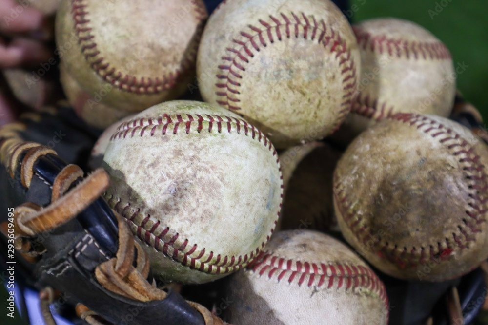 bunch of baseballs in glove baseball bunch of baseballs in glove baseball