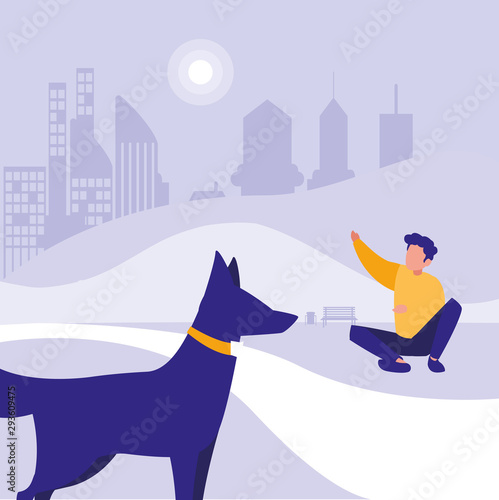 Man in park vector design
