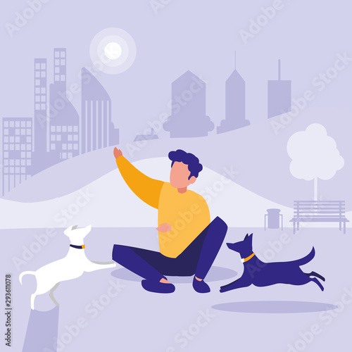 Man in park vector design