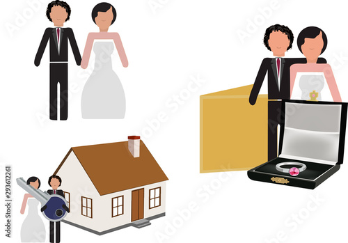 coppia di sposi nelle posizione del matrimonio