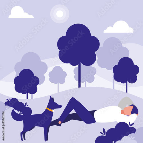 Man in park vector design