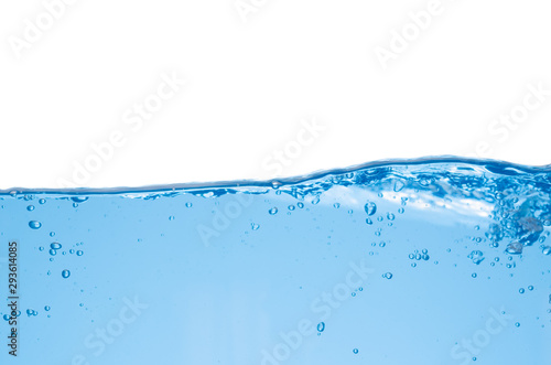 Water splash and surface with bubble on white background