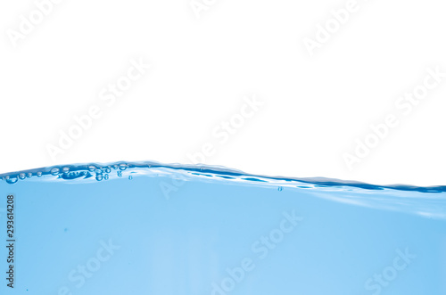Water splash and surface with bubble on white background