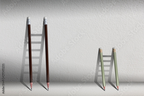 Stairs with pencil for effort and challenge in business to be achievement and successful concept.find opportunity and career part.
