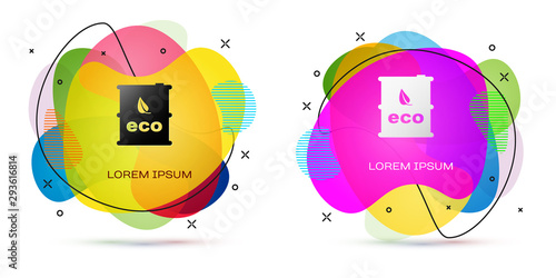 Color Bio fuel barrel icon isolated on white background. Eco bio and canister. Green environment and recycle. Abstract banner with liquid shapes. Vector Illustration