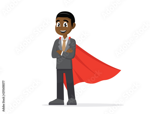 Cartoon character, African Super businessman.