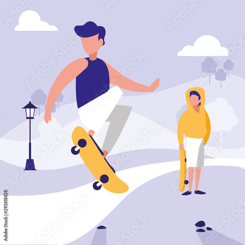 Men in park vector design