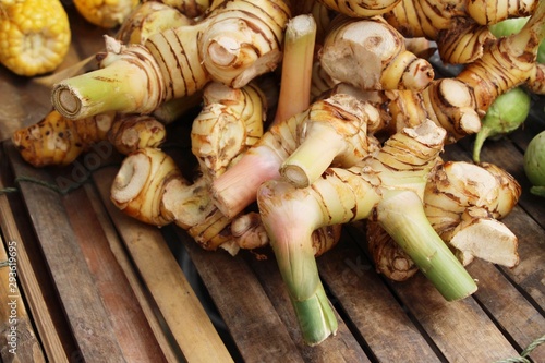 Fresh galangal for cooking in the market