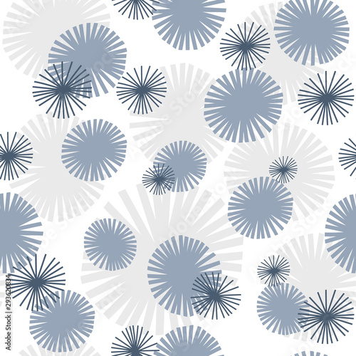 Abstract blue grey flowers seamless pattern