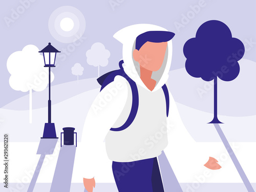 Man in park vector design