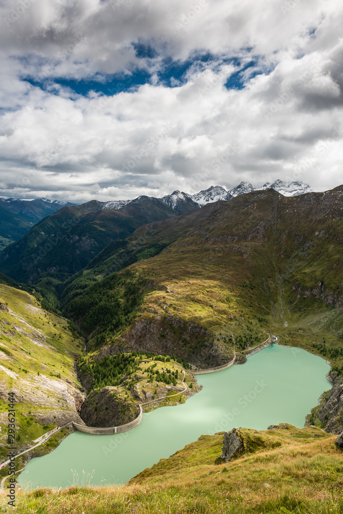 Stausee Margaritze Alpine Lake from Melting Grossglockner Glacier in Austria