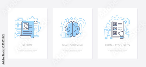 Employment and recruitment - line design style icons set