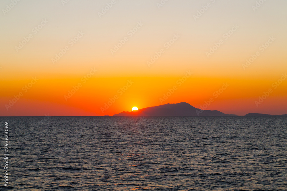 Sunset in Tyrrhenian Sea in the area of Capri, Italy