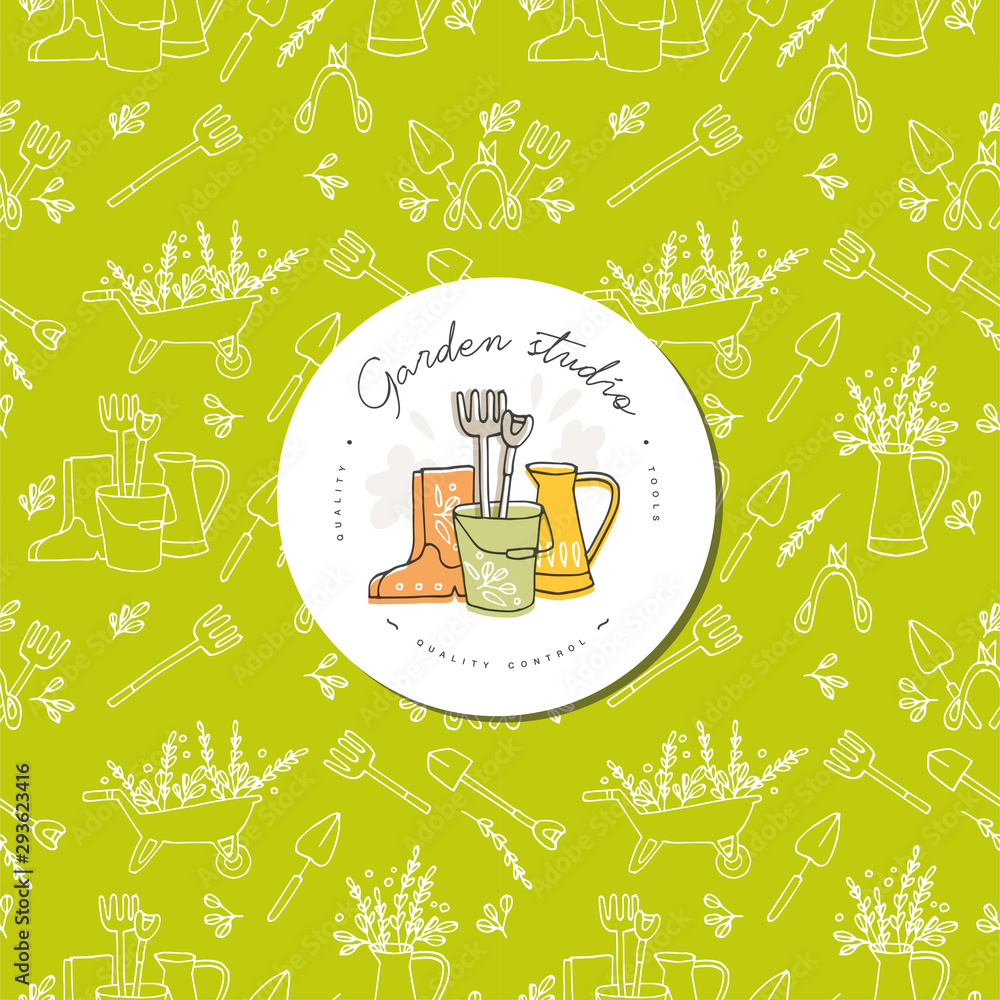 Vector set of logos, badges and icons for farmers and garden tools ...