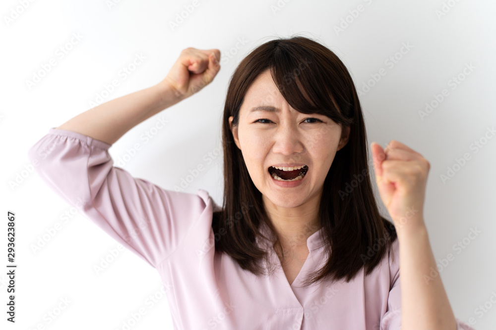 Angry business woman against white background Angry business woman against white background