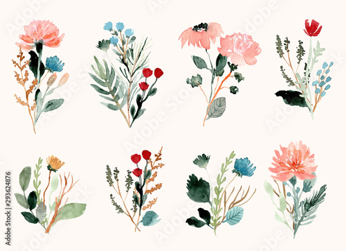 wild flower bouquet watercolor collection