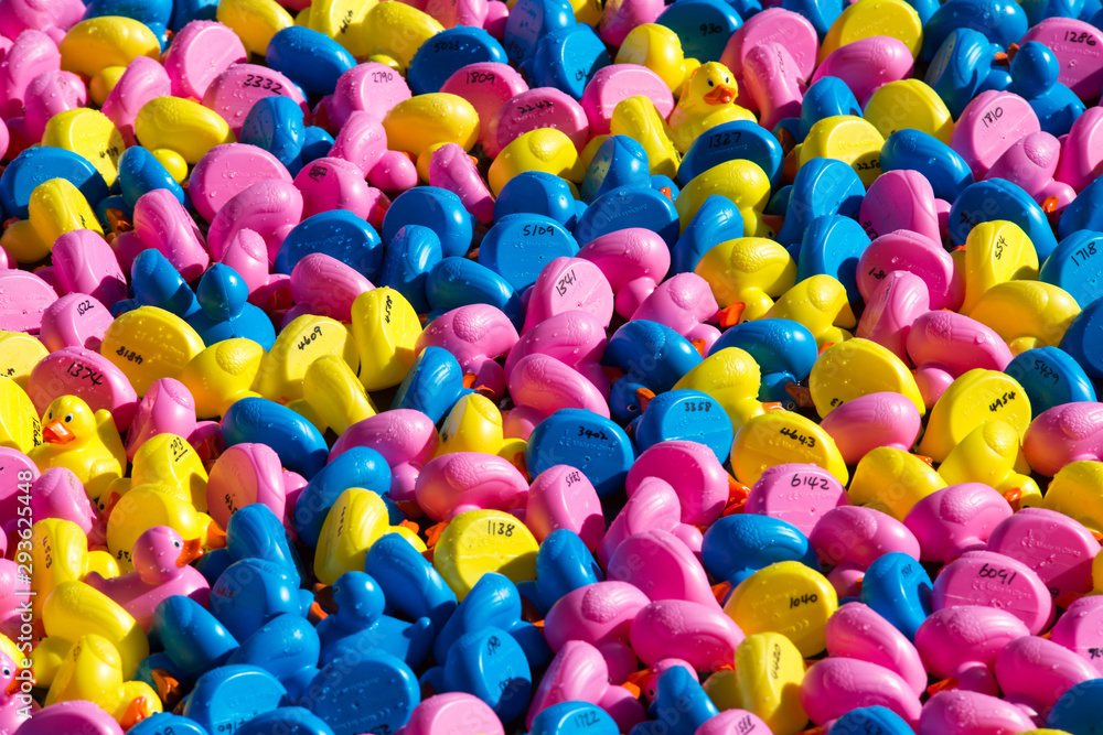 Abstract pattern made of rubber ducks Abstract pattern made of rubber ducks