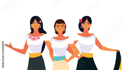 Isolated mexican women vector design