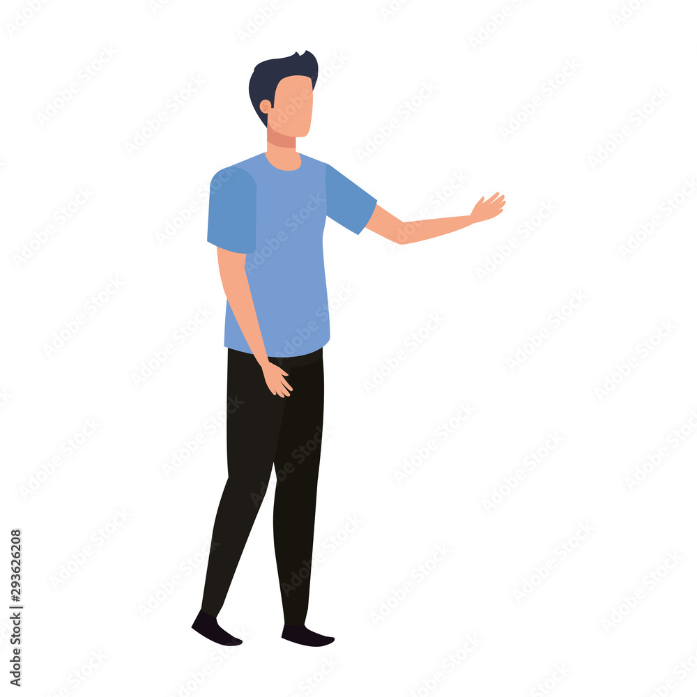 young man happy avatar character vector illustration design