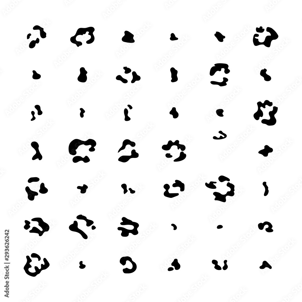 Set of Isolated leopard pattern print spot Set of Isolated leopard pattern print spot