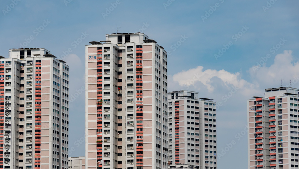 Flat condominium residential with blue sky and cloud. Flat condominium residential with blue sky and cloud.