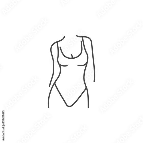 Vector illustration or icon woman silhouette with underwear. Slim female body.