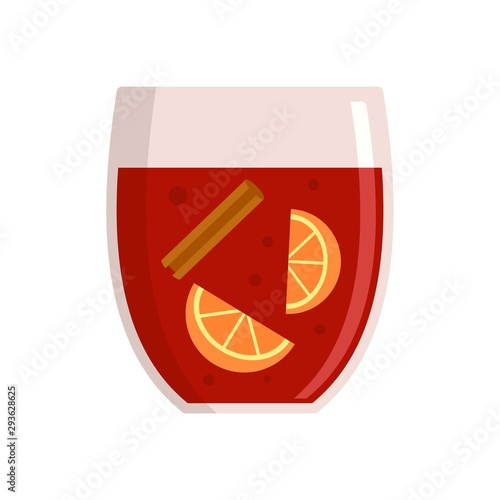 Hot mulled wine icon. Flat illustration of hot mulled wine vector icon for web design