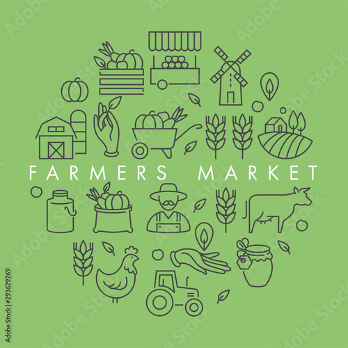 Vector set of logos, badges and icons for natural farm and health products. Collection symbol of localy grown and organic food. Concept illustration for farmers market.